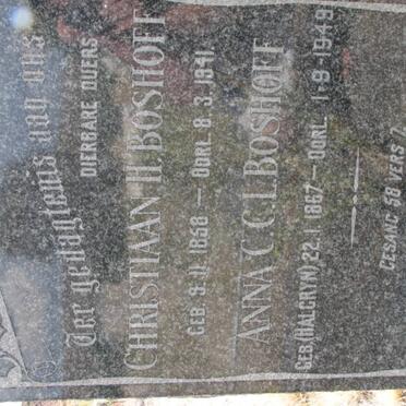 BOSHOFF Christiaan H. 1858-1941 &amp; Anna C.C.L. HALGRYN 1867-1949