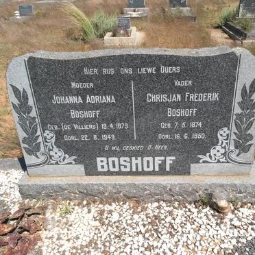 BOSHOFF Chrisjan Frederik 1874-1950 &amp; Johanna Adriana DE VILLIERS 1879-1949