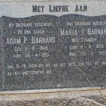 BARNARD Adam P. 1868-1951 &amp;  Maria J.  STANDER 1876-1968