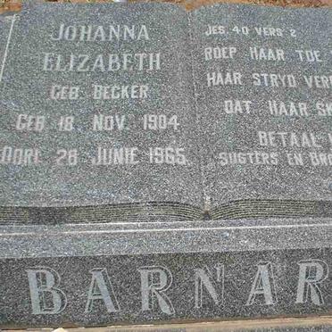 BARNARD Johanna Elizabeth nee  BECKER 1904-1965