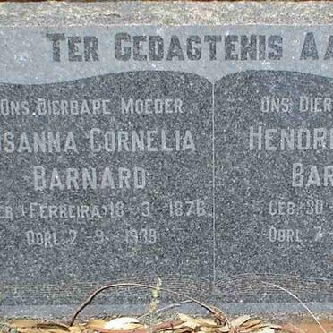 BARNARD Hendrik Esias  1876-1952 &amp; Susanna Cornelia  FERREIRA 1876-1939