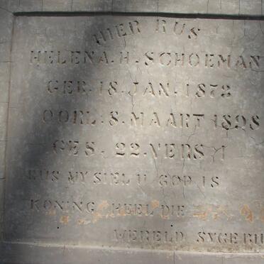 BOSHOFF Jan Hendrik 1818-1894 &amp; Elizabeth Susanna VAN RENSBURG 182? -1893 :: SCHOEMAN Helena H. 1873-1898