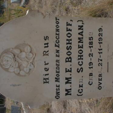 BOSHOFF M.M.E. nee SCHOEMAN 1853-1929