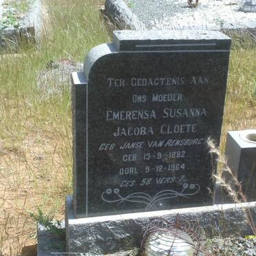CLOETE Emerensa Susanna Jacoba nee JANSE VAN RENSBURG 1882-1964
