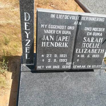 DEYZEL Jan Hendrik 1921-1993 &amp; Sarah Elizabeth 1933-