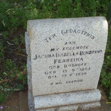 FERREIRA Jacoba Isabella Hendrina nee BOSHOFF 1863-1930