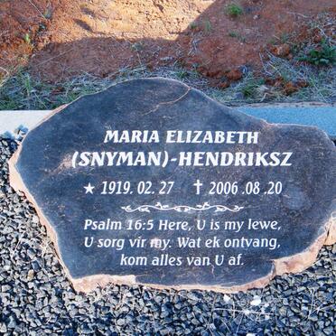 HENDRIKSZ Maria Elizabeth nee SNYMAN 1919-2006