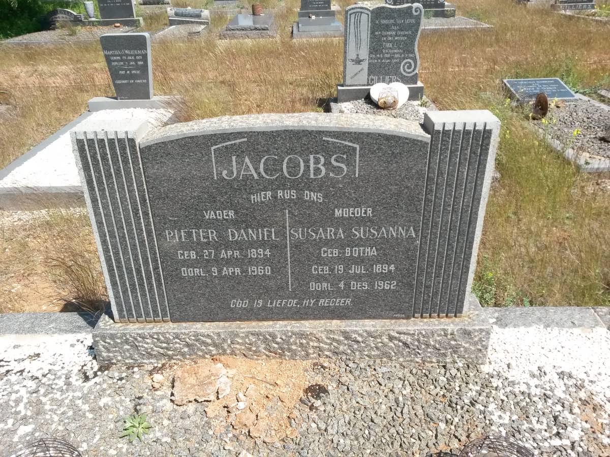 JACOBS Pieter Daniel 1894-1960 &amp; Susara Susanna BOTHA 1894-1962