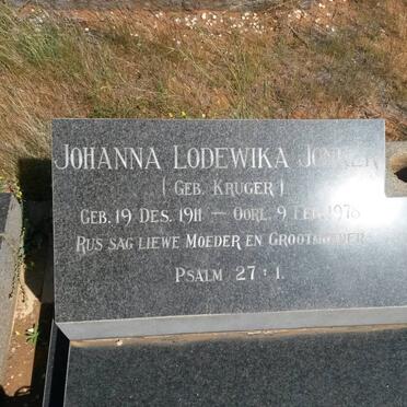 JONKER Johanna Lodewika nee KRUGER 1911-1978