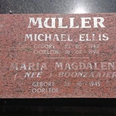 MULLER Michael Ellis 1942-1998 &amp; Maria Magdalena BOONZAAIER 1945-