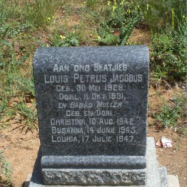 MULLER Louis Petrus Jacobus 1929-1931 :: MULLER Christina -1942 :: MULLER Susanna -1945 :: MULLER Louisa -1947