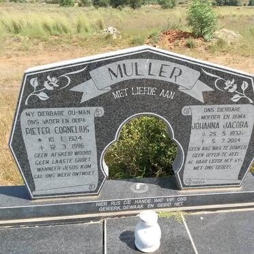 MULLER Pieter Cornelius 1924-1996 &amp; Johanna Jacoba 1932-2004