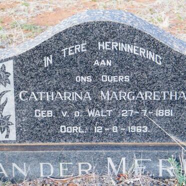 MERWE Catharina Margaretha, van der nee V.D. WALT 1881-1963