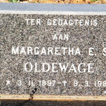 OLDEWAGE Margaretha E.S. 1897-1986