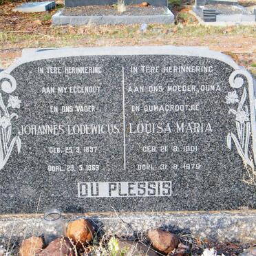 PLESSIS Johannes Lodewicus, du 1897-1963 &amp; Louisa Maria 1901-1979