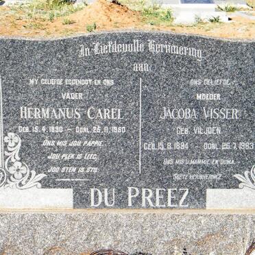 PREEZ Hermanus Carel, du 1890-1950 &amp; Jacoba Visser VILJOEN 1894-1983