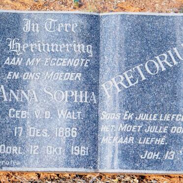 PRETORIUS Anna Sophia nee V.D. WALT 1886-1961