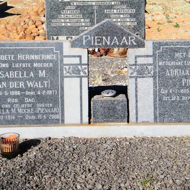PIENAAR Adriaan Jacobus 1885-1935 &amp; Isabella M. VAN DER WALT 1886-1977 :: MOCKE Isabella M. nee PIENAAR 1914-2006