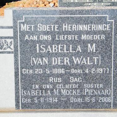 PIENAAR Adriaan Jacobus 1885-1935 &amp; Isabella M. VAN DER WALT 1886-1977 :: MOCKE Isabella M. nee PIENAAR 1914-2006
