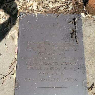 RENSBURG Christina Catharina Cornelia, v., nee SNYMAN 1871-1890 :: V. RENSBURG Jacobus Cornelius 1890-1890