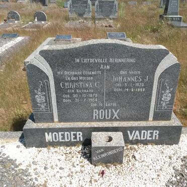 ROUX Johannes J. 1870-1958 &amp; Christina C. BARNARD 1879-1954
