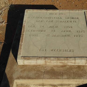 SNYMAN Martha Christina nee VAN SCHALKWYK 1858-1935