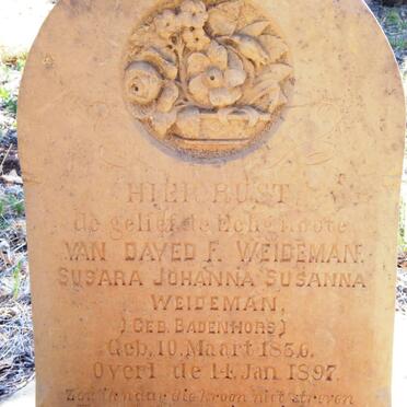 WEIDEMAN Susara Johanna nee BADENHORST 1836-1897