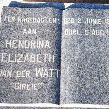WATT Hendrina Elizabeth, van der 1906-1968