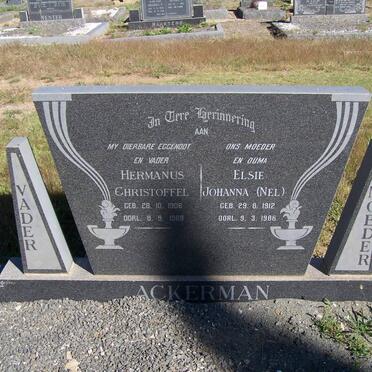 ACKERMAN Hermanus Christoffel 1906-1969 &amp; Elsie Johanna NEL 1912-1986