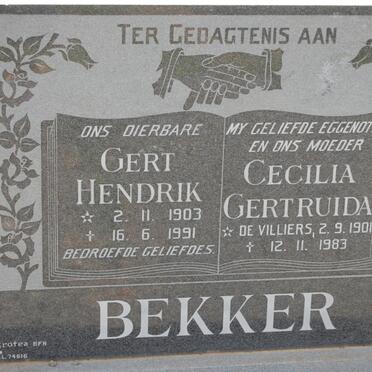 BEKKER Gert Hendrik 1903-1991 &amp; Cecilia Gertruida DE VILLIERS 1901-1983