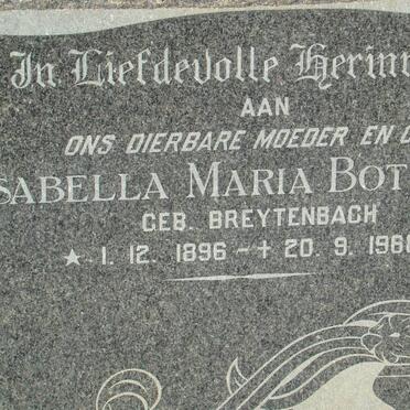 BOTHA Isabella Maria nee BREYTENBACH 1896-1968