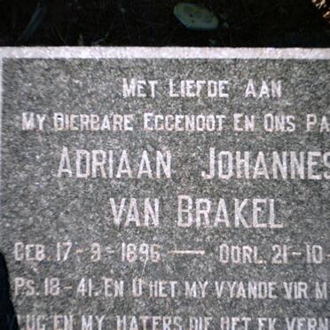 BRAKEL Adriaan Johannes, van 1896-1951