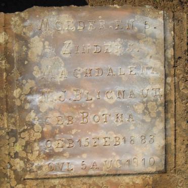 BLIGNAUT Maghdalena M. J. nee BOTHA 1883-1910