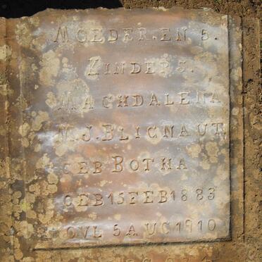 BLIGNAUT Maghdalena M. J. nee BOTHA 1883-1910