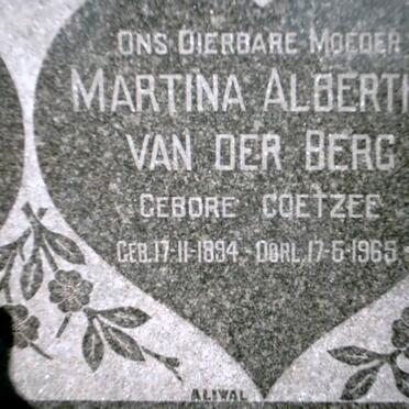BERG Martina Albertha, van der 1894-1965