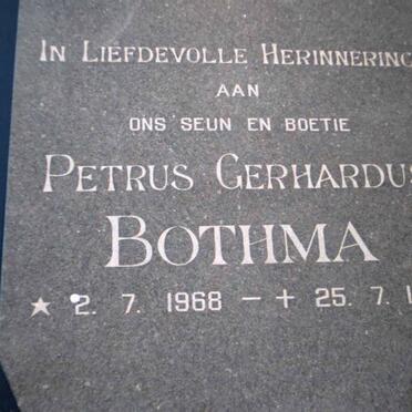 BOTHMA Petrus Gerhardus 1968-1987