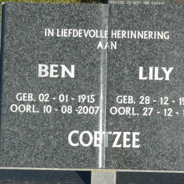 COETZEE Ben 1915-2007 &amp; Lily 1921-1999
