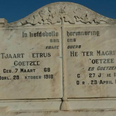 COETZEE Tjaart Petrus 1868-1918 &amp; Hester Magrietha COETZER 1875-1939