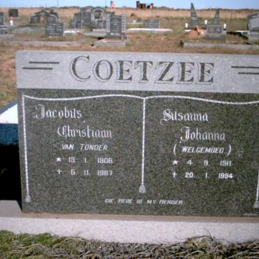 COETZEE Jacobus Christiaan van Tonder &amp; Susanna Johanna WELGEMOED 1911-1994