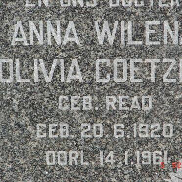COETZEE Anna Wilena Olivia nee READ 1920-1961