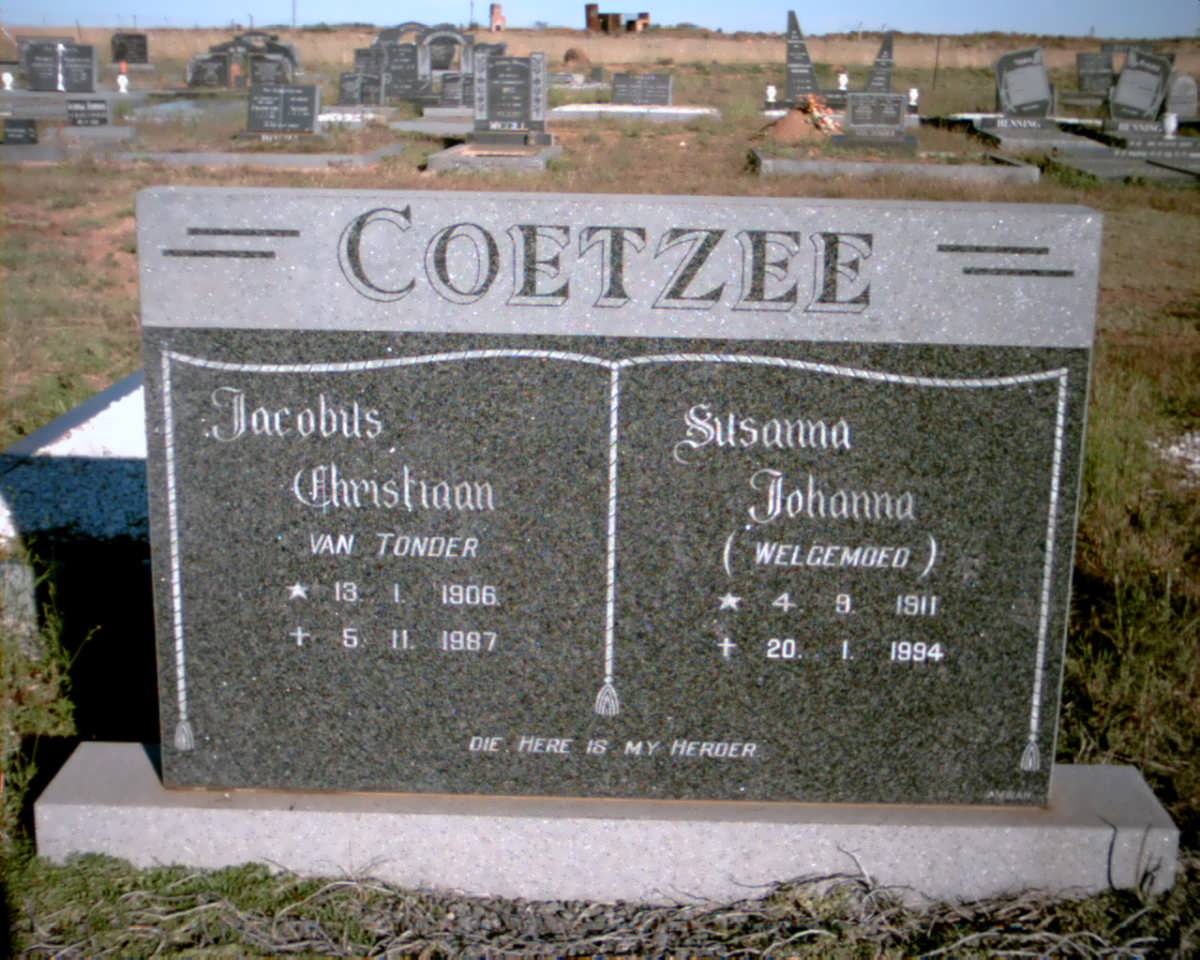 COETZEE Jacobus Christiaan van Tonder &amp; Susanna Johanna WELGEMOED 1911-1994