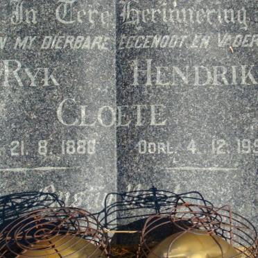 CLOETE Ryk Hendrik 1888-1959