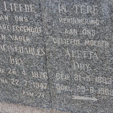 DRY Thomas Charles 1876-1947 &amp; Aletta 1883-1968