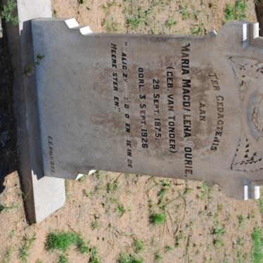 FOURIE Maria Magdalena nee VAN TONDER 1875-1926