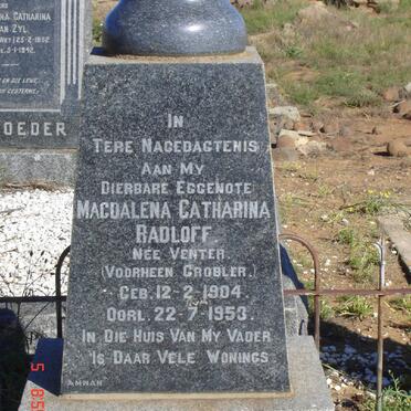 RADLOFF Magdalena Catharina voorheen GROBLER nee VENTER 1904-1953