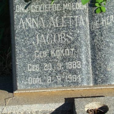 JACOBS Anna Aletta geb KOKOT 1883-1964