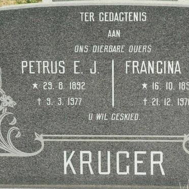 KRUGER Petrus E.J. 1892-1977 &amp; Francina J.S. 1894-1976