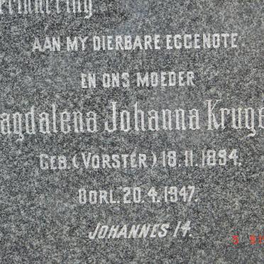 KRUGER Jan V. 1884-1955 &amp; Magdalena Johanna VORSTER 1894-1947