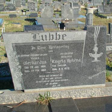 LUBBE Gerhardus 1890-1962 &amp; Engela Helena SINCLAIR -1972