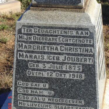 MARAIS Margrietha Christina nee JOUBERT 1875-1918